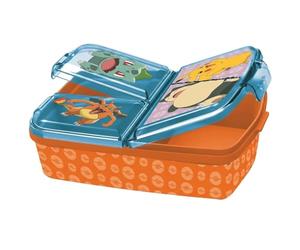 Pokémon Scatola Porta Pranzo Bambini con 3 Scomparti - Lunch Box in Plastica con Clip di Chiusura - Contenitore Snack per Scuola e Asilo - Design con Pikachu