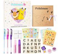 Pokémon Scrapbooking Kit, 47 Pz Scrapbook Forniture, Kit Disegno Bambini, Glitter Penne Gel Adesivi e Accessori, Riempitivi Calze Regali per Bambini