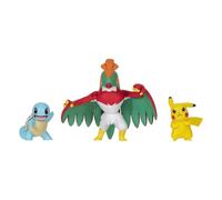 Pokémon PKW2807 - Set di personaggi da battaglia, Pikachu, Schiggy, Resladero, 5 cm