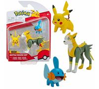 Pokemon Selezione Battle Figures | Set di 3 Figura di Azione del Gioco, Figure di Gioco:Pikachu. Mudkip & Boltund