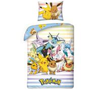 Pokemon Friends Reversibile Set Lenzuola Pikachu Cuscino Poggiatesta Copriletto