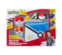 Pokémon - Set di bandoliere Pikachu Clip 'N' Go, 5,1 cm, Pikachu Battle Figure con Poke Ball e Fast Ball, più cintura a tema e bandoliera
