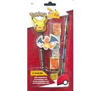 Pokémon Set di cancelleria 5 pezzi - Forniture scolastiche che comprendono 2 Matita per carta, 1 righello 15 cm, 1 gomma Pikachu e 1 temperino carrello, regalo per la scuola per bambini