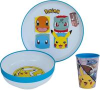 POKEMON - Set di stoviglie riutilizzabile bicolore - Set composto da 3 pezzi: Piatto, ciotola e bicchiere con base antiscivolo - PIKACHU