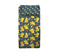 Pokemon Completo Letto 100% Cotone Letto Singolo Lenzuola Sopra+Sotto+Federa Blu