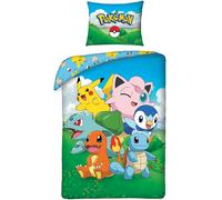 Pokemon Forest Set 2pezzi Letto Singolo Lenzuola Copripiumino Federa 100% cotone