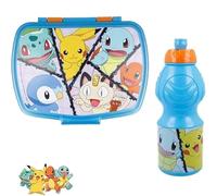 Pokémon - Set Pranzo Scuola 2 Pezzi Portamerenda e Borraccia in Plastica Bambini Bambino Merenda Launch Box - Pikachu
