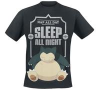 Pokémon Snorlax - Sleep all Night Uomo T-Shirt Nero M 100% Cotone Regular