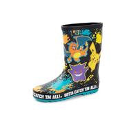 Pokémon Stivali Wellington da ragazzo | Stivali di gomma per bambini con stampa dei personaggi Pikachu, Gengar e Charizard in nero Stivali di gomma resistenti all'acqua per bambini