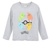 Pokémon, T-Shirt a Maniche Lunghe, Ragazzo, grigio, 5 Anni