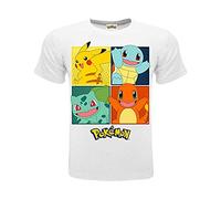 Pokemon T-Shirt Originale Bianca 4 Personaggi Pikachu Ufficiale Maglia Maglietta Bimbo Ragazzo (12-13 Anni)