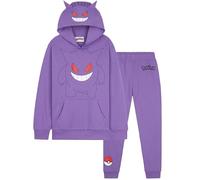 Pokémon Tuta Bambino e Adolescenti, 2 Pz Comodo Felpa con Cappuccio e Pantaloni Tuta Bambino, Anime Regalo Ragazzo (4-5 Anni, Viola Gengar)