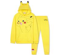 Pokemon Tuta Bambino, Pikachu Felpa con Cappuccio e Pantaloni Tuta, Inverno Abbigliamento da Casa, Anime Regalo Ragazzo (13-14 Anni, Giallo Pikachu)