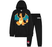 Pokémon Tuta Bambino, Pikachu Felpa con Cappuccio e Pantaloni Tuta, Inverno Abbigliamento da Casa, Anime Regalo Ragazzo (5-6 Anni, Nero Charizard)