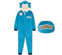 Pokémon Tuta Intera Bambino e Adolescenti, Snorlax Gengar Pigiama Intero Invernale con Cappuccio 2-in-1 Cuscino, Regalo Bambini (13-14 Anni, Blu Snorlax Cushion)