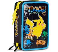 POKEMON zaino e astuccio scuola Seven elementari medie pikachu nero kit scuola