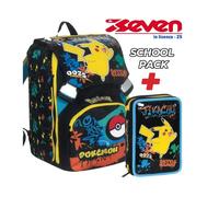 POKEMON zaino e astuccio scuola Seven elementari medie pikachu nero kit scuola