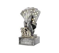 Poker Card In Hand Statue - Tall Resin Gold Playing Cards Trophies With Personalized royal-flush | Collectible Figurine On Deluxe Square Base | 4.52Inch Modern Home Shelf Custom Engraving Decors