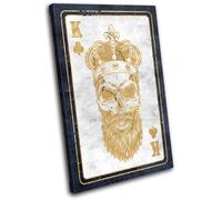 Poker Card Skull King of Clubs Gaming SINGLE TELA parete arte foto stampa