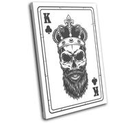 Poker Card Skull King of Clubs Vintage SINGLE TELA parete arte foto stampa
