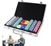 Poker Chips with Denominations, 200-Piece Board Games Pokers Chips Case, Professional Party Set Portable Compact Versatile Ideal for Outdoor Game Night and Adult Entertainment