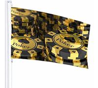 Poker Flag Decor 3x5 Ft Gamble Gold Bet Divertimento Ricchezza Jackpot VIP Vinci Soldi Fortuna Gioca Pila Tempo libero Poliestere Motivo stampato Decorazioni per esterni per case e giardini
