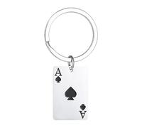 Poker Keychain - Cards Key Ring | Red Spades Small Key Chains, Durable Bag Charm Accessory for Men, Women, Birthday, Gift Poker Accessory, Novelty Keyring Durable Card Keychain