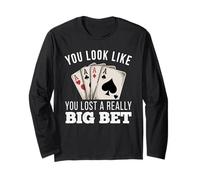 Poker Player Cards Casino Vintage Giocatore Carte Divertente Maglia a Manica