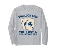 Poker Player Cards Casino Vintage Giocatore Carte Divertente Maglia a Manica