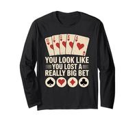 Poker Player Cards Casino Vintage Giocatore Carte Divertente Maglia a Manica