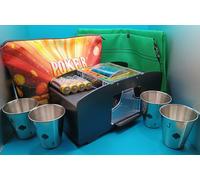 POKER - Set Doppio Mazzo - 300 gettoni - Mescolatore Automatico + Accessori.