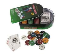 Poker texas hold'em set 2 mazzi carte 120 chips fiches panno verde bottone gioco