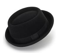 Pokie-Pie - Cappello a Bombetta Derby in Lana, Modello Classico Trilby Fedora, per Uomo e Donna, Taglia: M, Lana Nero, Medium