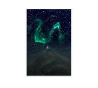POKKMNJB Stampa artistica da parete su tela, motivo: aurora boreale, decorazione per la casa, per camera da letto e soggiorno, 50 x 75 cm, senza cornice