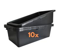 pokm toolsmarket - 10 secchi per malta da 40 litri, secchi per malta, secchi rettangolari, in plastica, vasche per cemento, vaschetta per malta, vaso per piante da muratura, colore nero, per aiuole