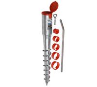 Picchetto con tassello da pavimento, manicotto a vite, ombrellone 26-65 mm, argento, S