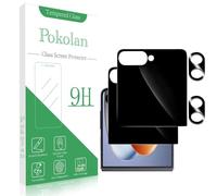 Pokolan Confezione da 2 + 2 pellicole protettive per schermo privacy per Samsung Galaxy Z Flip 8, con protezione per obiettivo della fotocamera, in vetro temperato anti spia, durezza 9H, antigraffio