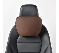 POKSRI 1P Vera pelle bovina cuscino collo auto poggiatesta,supporto testa,Poliestere origine vegetale,30cmx19cm,ricaricabile&multiplo®olabile Guidare Veicolo Sedili (caffè)