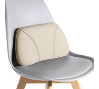 POKSRI 1P Vera pelle bovina Cuscino lombare auto,39x22cm,Schiuma Memory multifunzionale cuscini schiena sedile supporto,cuscino decorativo,seduta,ufficio,divano(Beige)