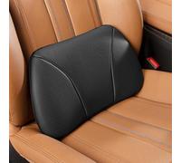 POKSRI 1P Vera pelle bovina Cuscino lombare auto,39x22cm,Schiuma Memory multifunzionale cuscini schiena sedile supporto,cuscino decorativo,seduta,ufficio,divano(nero)