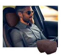 POKSRI cuscino poggiatesta auto collo,Superfibra scamosciato,Supporto testa,Poliestere origine vegetale,30cmx19cm,Riempibile & regolabile Guidatore Veicolo Sedili(caffè profondo,cuscino collo 2ps)