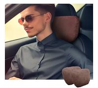 POKSRI cuscino poggiatesta auto collo,Superfibra scamosciato,Supporto testa,Poliestere origine vegetale,30cmx19cm,Riempibile & regolabile Guidatore Veicolo Sedili(caffè chiaro,cuscino collo 2ps)