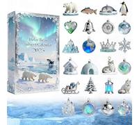 Polar Bear Advent Calendar 2025,24-Day Christmas Countdown with Mini Polar Bear Ornaments,2D Acrylic Multifunctional Home Funny Fish Penguin Pendants,Holiday Surprises Gift