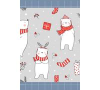 Polar bear and Christmas themed notebook: The lined notebook has a theme of a polar bear enjoying Christmas fun.