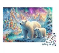 Polar Bear And Cub By River Puzzle Da 1000 Pezzi Polar Bear Pattern Educativo E Di Sfida Per Bambini E Adulti 70x50cm/1000pcs