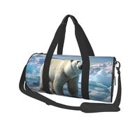 Polar Bear - Borsone da viaggio con stampa di ghiaccio, con tasca e tracolla regolabile, grande borsa da palestra alla moda per donne e uomini, nero, taglia unica, alla moda, Nero , Taglia unica, alla