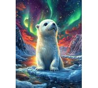 Polar Bear Cub Under The Northern Lights Puzzle 1000 Pezzi Per Decorazione Murale Wildlife Pet Cartone Rigido Per Adulti Da Incorniciare Incastro Perfetto Per Soggiorno Con Poster Incluso 1000 PCS