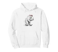Polar Bear Funny Skateboarder con Occhiali da Sole e caffè Felpa con Cappuccio