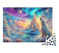 Polar Bear Gazes At Aurora Sky Puzzle Da 1000 Pezzi Polar Bear Pattern Sfidante E Di Ingegno Per Tutte Le Età 70x50cm/1000pcs