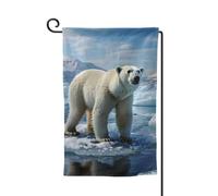 Polar Bear Ice Garden Bandiere verticali double face casa bandiera 30,5 x 45,7 cm primavera estate stagionale festa fattoria decorazione esterna